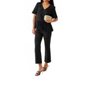 NEW LILLY PULITZER jarrae jacquard high rise crop flare pants in noir exploded f